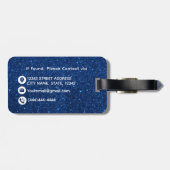 Navy blauw wit glitter monogram naam bagagelabel (Achterkant horizontaal)