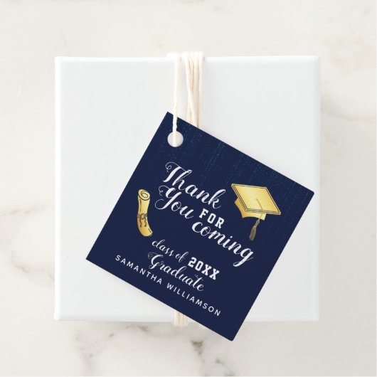 Navy Blauw Wit Goud 2025 Afstuderen Bedankt Bedankjes Labels (In situ)
