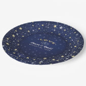 Navy Blauw Wit & Goud LIEFDE Sterren Bruiloft Bord (Gekanteld)