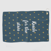 Navy Blauw Wit Goud Sterren Golfhanddoek (Horizontaal)