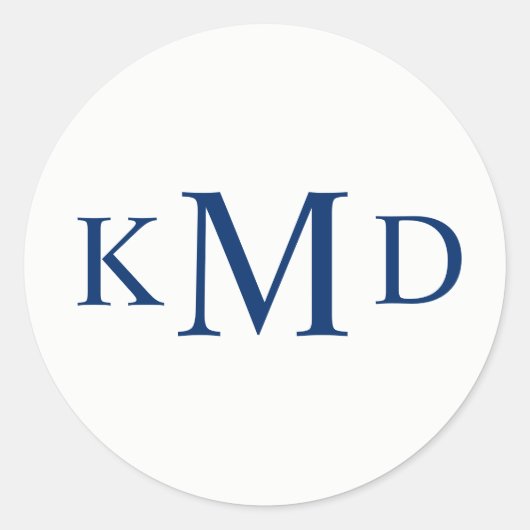 NAVY BLAUW Wit Monogram bruid bruidegom bruiloft Ronde Sticker (Voorkant)