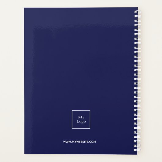 Navy blauw wit monogram business logo 2026 planner (Achterkant)