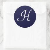 Navy Blauw & Wit Monogram Initiaal Seal "H" Ronde Sticker (Tas)