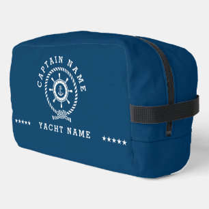 Navy Blauw Wit Nautische Boat Wheel Knot Dopp Kit Toilettasje