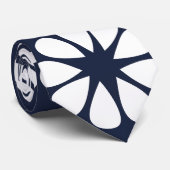 Navy Blauw Witte Bloem Stropdas (Opgerold)