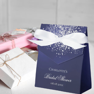 Navy blauw zilver glitter dank u vrijgezellenfeest bedankdoosjes