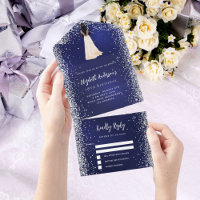 Navy blauw zilveren jurk glitter verjaardag rsvp