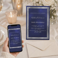 Navy blauw zilveren verjaardag