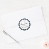 Navy Blauw Zwart Monogram R Bruiloft Dank u Ronde Sticker (Envelop)