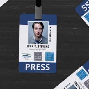 Navy Blauwe 3 Logo's Pers ID Badge