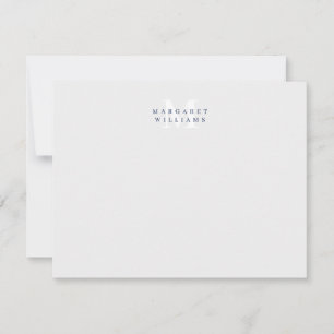 Navy Blauwe Aangepaste Kleur Monogram Naam Notitiekaartje