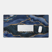 Navy Blauwe Agaat Geode Gouden Glitter Monogram  Bureaumat (Keyboard & Muis)