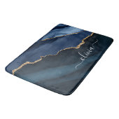 Navy Blauwe Agate Geode Gouden Monogram Badmat (Gekanteld)