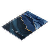 Navy Blauwe Agate Geode Gouden Monogram Notitieboek (Linkerzijde)