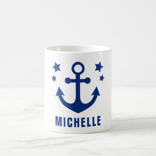 Navy Blauwe Anker Scheepvaart ClipArt & Sterren Koffiemok