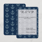 Navy Blauwe Ankers Bruiloft RSVP Kaartje (Voorkant / Achterkant)