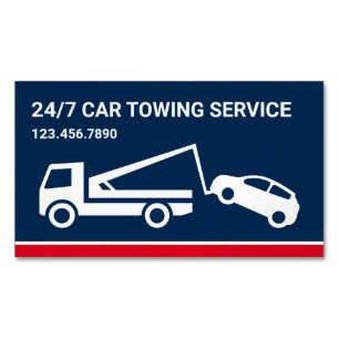 Navy Blauwe Auto Sleeperservice Takelwagen Magnetisch Visitekaartje