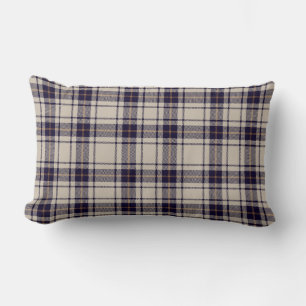 Navy Blauwe Beige Schotse Tartan Plaid Patroon Kussen