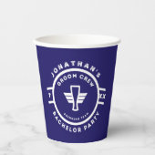 Navy Blauwe Bier Badge Verlovingsfeest Papieren Be Papieren Bekers (Voorkant)