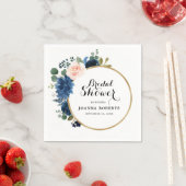 Navy Blauwe Blush Roze Roos Botanisch Servet (Insitu)