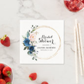 Navy Blauwe Blush Roze Roos Botanisch Servet (Insitu)