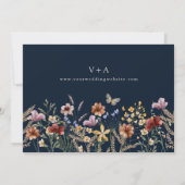 Navy Blauwe Boho Foto Save The Date (Achterkant)