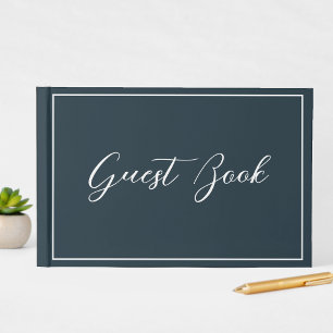 Navy Blauwe Calligrafie Script Schoon Eenvoudig Gastenboek