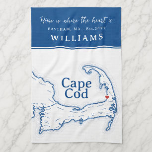 Navy Blauwe Cape Cod Kaart Nieuw Thuis Theedoek