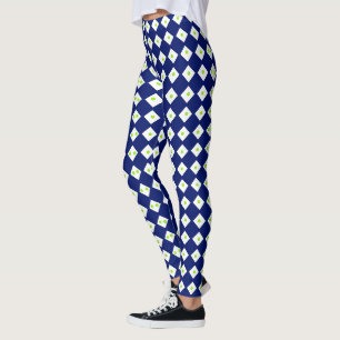 Navy Blauwe Diamant Geometrisch Patroon Leggings