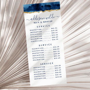 Navy Blauwe En Gouden Watercolor Rack Card Reclamekaart