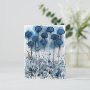 Navy Blauwe en Grijze Klaprozen, Bloementuinansich Briefkaart