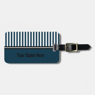 Navy blauwe en witte gestreepte bagagelabel