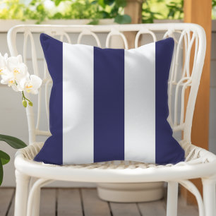 Navy Blauwe en Witte Verticale Luifelstrepen Buitenkussen