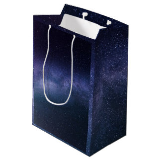 Navy Blauwe Galaxy Sterrennacht Sterren Modern Medium Cadeauzakje