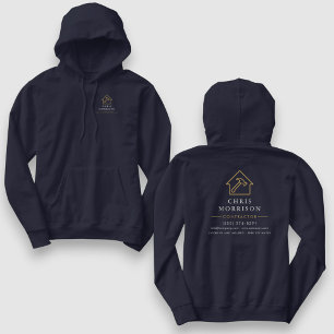 Navy Blauwe Goud Kleur Huisreparatie Werk Hoodie