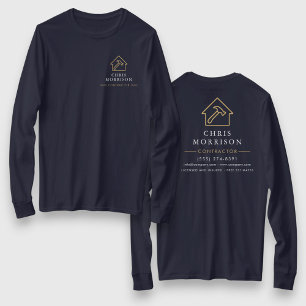 Navy Blauwe Goud Kleur Huisreparatie Werk T-shirt