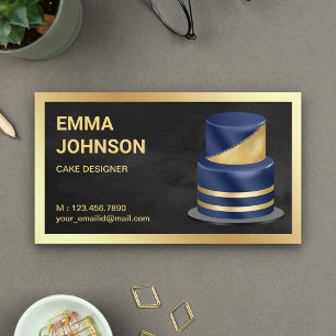 Navy Blauwe Gouden Folie Aangepaste Cake Banketbak Visitekaartje