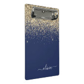 Navy Blauwe Gouden Glitter Meisjesnaam Monogram Mini Klembord (Schuin)
