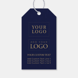 Navy Blauwe & Gouden Merk Business Logo Pakket Cadeaulabel