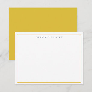 Navy Blauwe Gouden Monogram Geëlegante Stijl Notitiekaartje