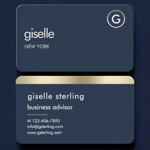 Navy Blauwe Gouden Monogram Visitekaartje