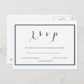 Navy blauwe grens bruiloft RSVP briefkaarten (Voorkant / Achterkant)