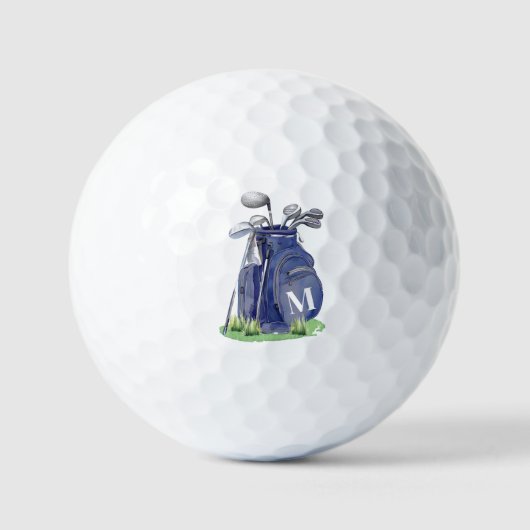 Navy Blauwe Initiële Monogram Golfballen (Voorkant)