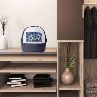 Navy blauwe kat uniek trucker pet