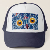 Navy blauwe kat uniek trucker pet (Voorkant)