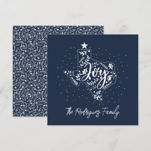 Navy Blauwe Kerstbladeren Texas Vorm Feestdagenkaart