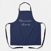 Navy Blauwe Kleur Aangepaste Naam Schort (Voorkant)
