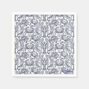 Navy Blauwe Kreefttoile - Coastal Grandmother-crus Servet