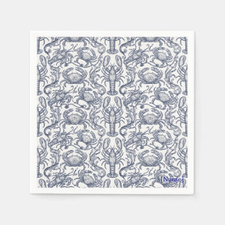 Navy Blauwe Kreefttoile - Coastal Grandmother-crus Servet