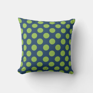 Navy Blauwe Limegroene Stippen Kussen
